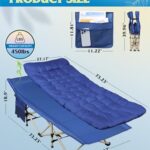 WLIVE 1200D Double Layer Oxford Camping Cots for Adults, Folding Cots for Sleeping with Mattress, Outdoor Folding Bed with Carry Bag, Portable Camping Bed for Sleeping, Resting, Camping, Dark Blue