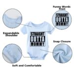 YSCULBUTOL Baby Twins Bodysuit Straight Outta Mommy Newborn Baby Girl Boy Romper Short Sleeve Baby Jumpsuit (blue hayi outta mommy 3m)