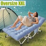 XXL Camping Cots Oversize Cots for Adults Extra Large Cots for Sleeping with Mattress Heavy Duty Camping Bed with Carry Bag Folding Cot for Hiking Camping Indoor Office Nap Vacation Easy to Set up