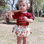 Mioglrie Newborn Baby Girl Clothes Romper Shorts Set Ruffle Infant Knitted Girls’ Clothing Daddys Little Maroon 0-3 Months