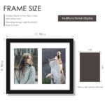 8×10 Double Picture Frame White Mat For Displaying Two 4×6 Pictures, Photo Frame for Wall Mounting or Tabletop, Black.