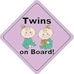 Twins On Board Girls Fun Smile Cute Funny Baby Sticker Decal Design 5″ X 5″