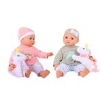 DREAM COLLECTION: 14″ Twins Baby Doll Set – Grey & Pink, Rainbow & Star Designs, 2 Doll Set, Plush Unicorn, Pacifier, Bib, Magic Bottle, Bibs, Kids 2+