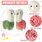 Chalyna 2 Pcs Llama Stuffed Animal Cute Soft Llama Plush Small 10 Inch Cuddly Plush Alpaca Toy Set for Twin Baby Girls Boys Gift Theme Party Favor Birthday Christmas Home Decor(Green, Pink)