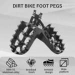Dirt Bike Foot Pegs CNC Wide Platform Footpegs with Springs for Honda CRF150R CRF250R CRF450R CRF250X CRF450X CRF300L CRF250L CR125 CR250 CRF450RL CRF1000L Replaceable Aluminum (Black)