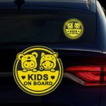 2PCS Assured Signs Baby On Board Sign Stickers,Reflective Kids on Board Stickers Baby Safety Warning Decal for Cars- Bright Yellow, Durable (Kids on Board)