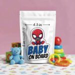 Baby on Board Signs for Car, Super-Hero, Waterproof and UV-Resistant Baby on Board Sticker, Durable Sign for Safety Awareness, Easy to Apply for Window or Bumper