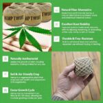 Hemp Twine for Gardening – Twine for Crafts – Organic Natural Hemp String for Jewelry Making – Strong Durable Cord for Decoration, Macrame + Cooking – 1MM, 100G/430 Ft. – 20 lb. Test Strength – Rasta