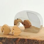 Georg Jensen Elephant Stainless Steel Money Bank with 2 Oak Puzzle Pieces